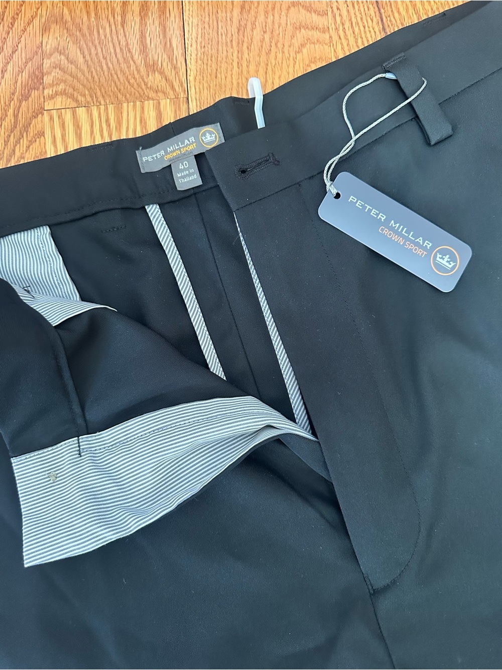 Peter Millar Black Flat Front Performance Golf Shorts - Picture 2 of 7